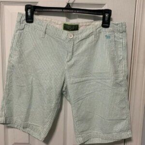 U.S. Polo Assn. Women's Green Striped Shorts Seersucker sz 9/10